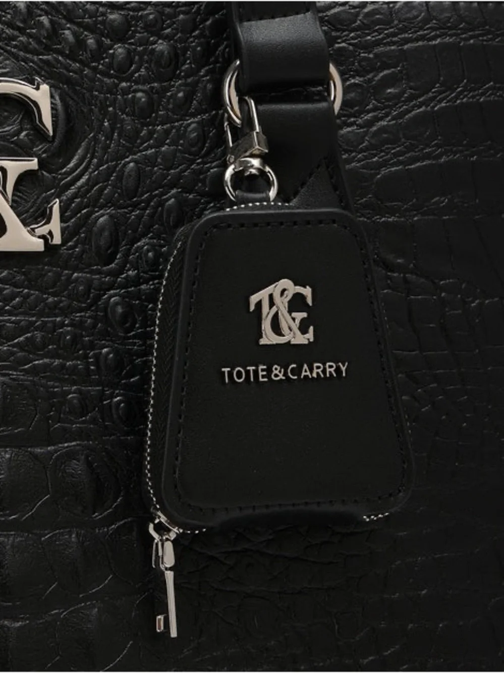 Tote&Carry Black City Bag Vegan Leather. Shoulder or Crossbody